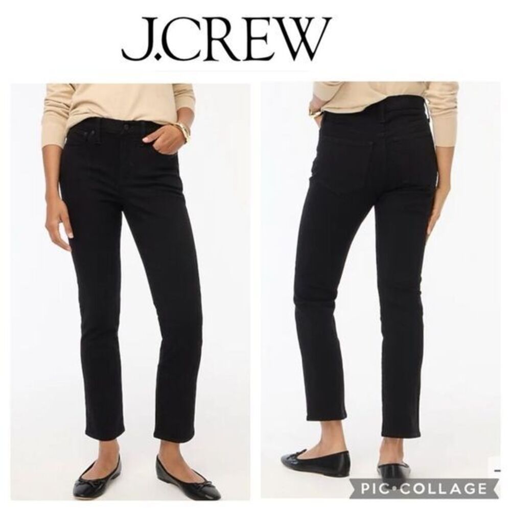 J.Crew | Women's  Essential Straight Jean‎ in All-Day Stretch in Black, Size 34T